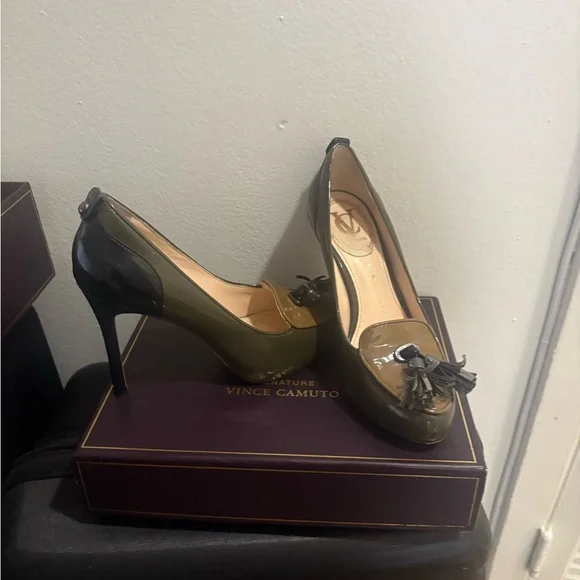 Vince Camuto Olive Green Tassel Heels - Picture 5 of 7